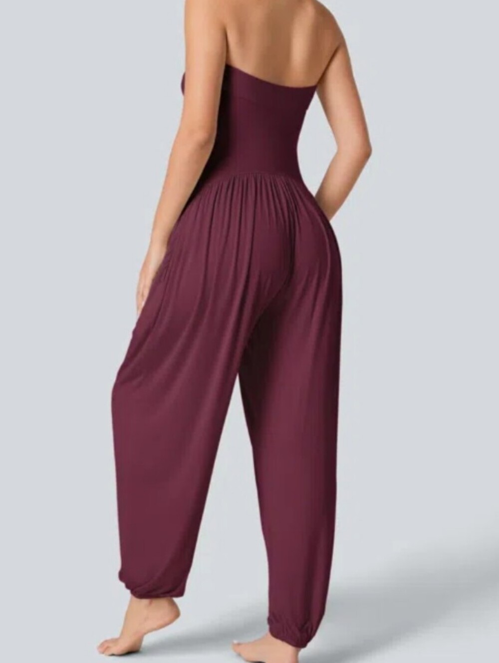 Halara Rust Red Strapless Harem Jumpsuit Size M Excellent Condition - Picture 2 of 4